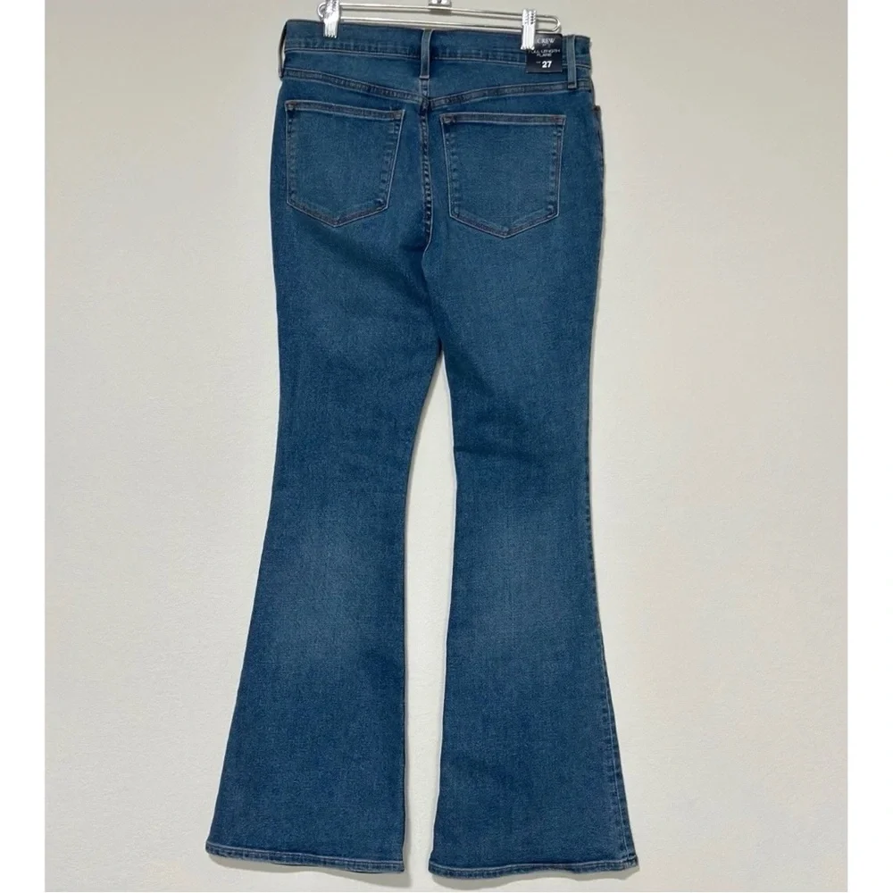 New J Crew Full Length Flare Jeans Button Fly‎ Medium Wash 27 Signature Stretch